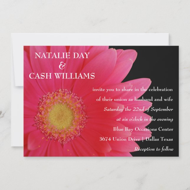Rosa Gerbera Daisy Hochzeit Einladung (Vorderseite)