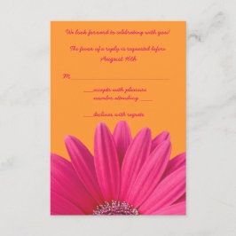 Rosa Gerbera Daisy Orange Wedding RSVP Card Karte