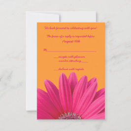 Rosa Gerbera Daisy Orange Wedding RSVP Card Karte