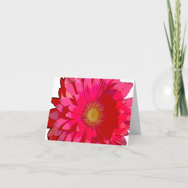 Rosa Gerbera-Gänseblümchen-Anmerkungs-Karte Karte (Vorderseite)
