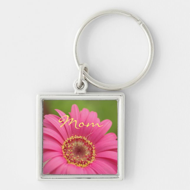 Rosa Gerbera-Gänseblümchen-Mama-Schlüsselanhänger Schlüsselanhänger (Vorne)