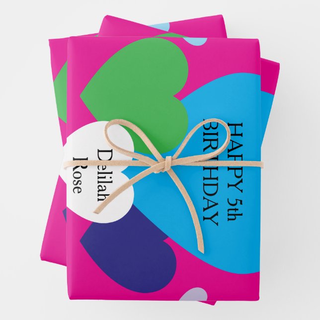 Rosa Geschenkpapierbögen mit Herzen Geschenkpapier Set (Beispiel)