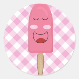 Rosa Gesichtpopsicle-Aufkleber Runder Aufkleber