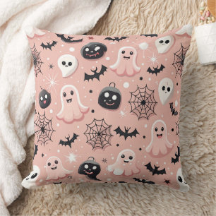 Rosa Gespenster und Halloween Nahtloses Muster Kissen