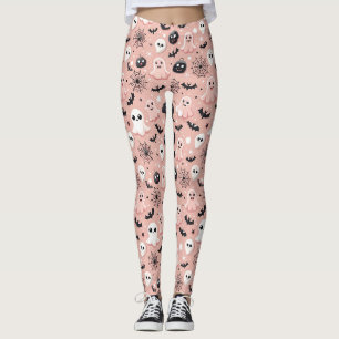 Rosa Gespenster und Halloween Nahtloses Muster Leggings