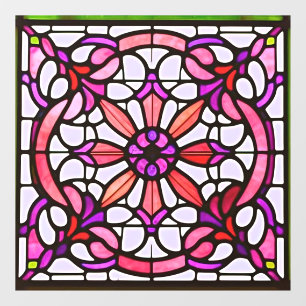 Rosa gestanztes Glas Art Nouveau AI Art Window Fensteraufkleber