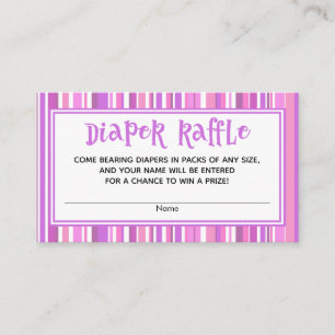 Rosa gestreifte Baby-Girl-Shower-Windel-Raffle-Kar Begleitkarte