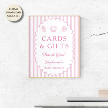 Rosa gestreifte Muschel-Baby-Shower-Karten und Ges