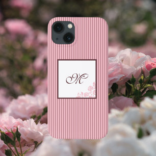 Rosa gestreifte Rosen-Spitze Initiale Schreibschri Case-Mate iPhone Hülle