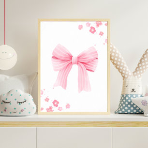 Rosa gestreifte Schleife Kinderzimmer-Wandkunst Ba Poster