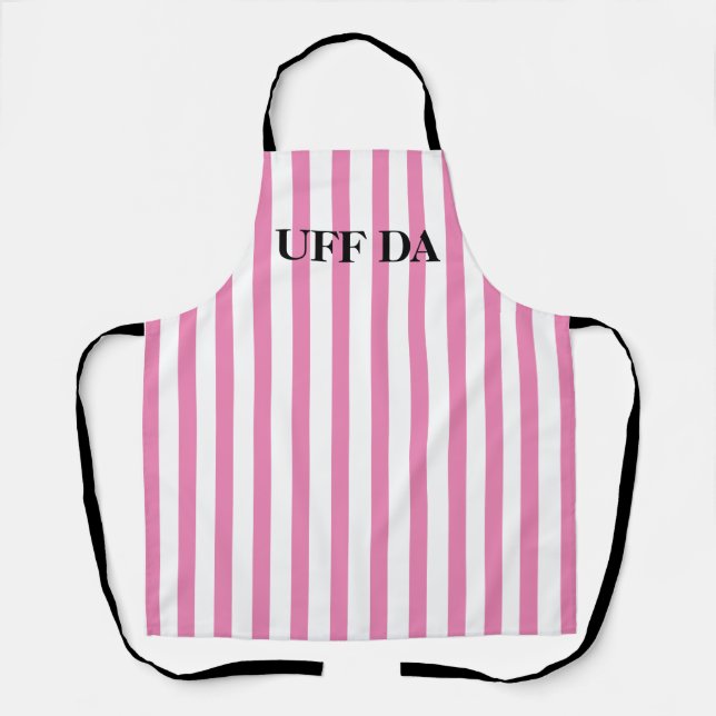 Rosa gestreifte Uff Da All-over Print-Schürze Schürze (Vorderseite)