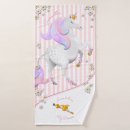 Rosa Gestreifte Unicorn-Prinzessin Badhandtuch Set