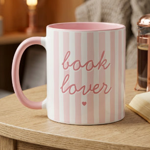 Rosa gestreifter Buchliebhaber-Kaffeebecher Tasse