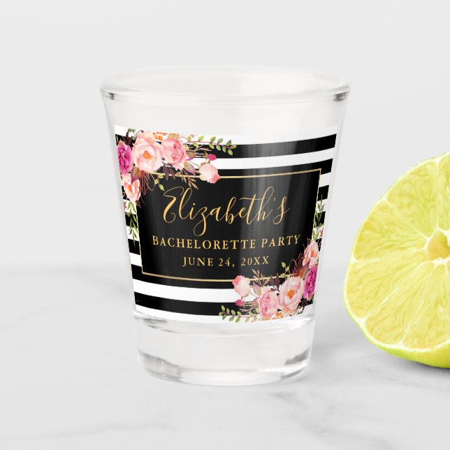 Rosa gestreiftes Junggeselinnen-Abschieds-mit Schnapsglas (Vorderseite)