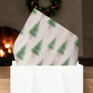 Rosa gestreiftes Weihnachtsbaum-Wasserfarb-Design Seidenpapier