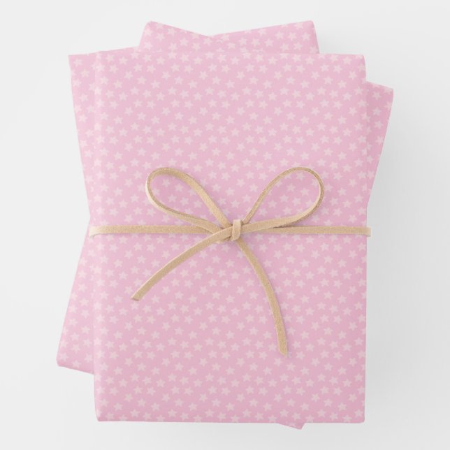 Rosa gestreute Sterne Geschenkpapier Set (Beispiel)