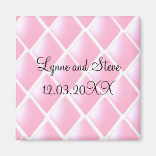 Rosa gestrichelte Diamant Save the Date Magnet