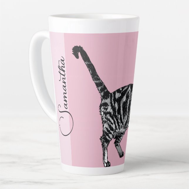 Rosa getigerte Katze Katzen rosa Mädchen Name Kind Milchtasse (Linke Ecke)