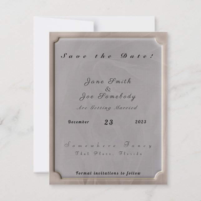 Rosa Gewebe texturiert druckunabhängig Save The Date (Rückseite)