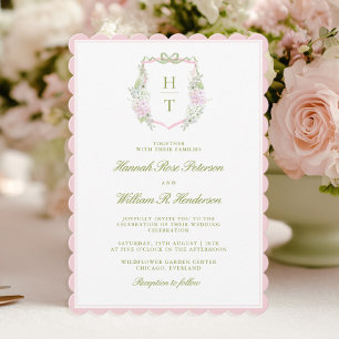 Rosa gewellte Hortensien-Hochzeit Alles in Einem Einladung