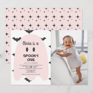 Rosa Ghost Halloween 1. Geburtstag Einladung