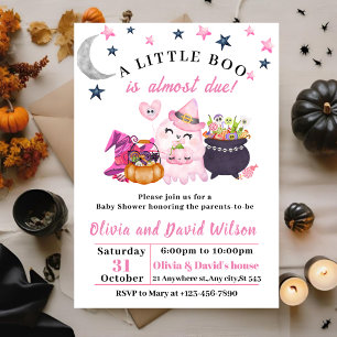 Rosa Ghost, Hexenhut, Candy: Halloween-Kinderdusch Einladung