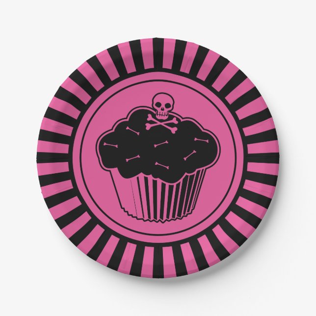 Rosa Gift Cupcake Personalisiert Pappteller (Vorderseite)