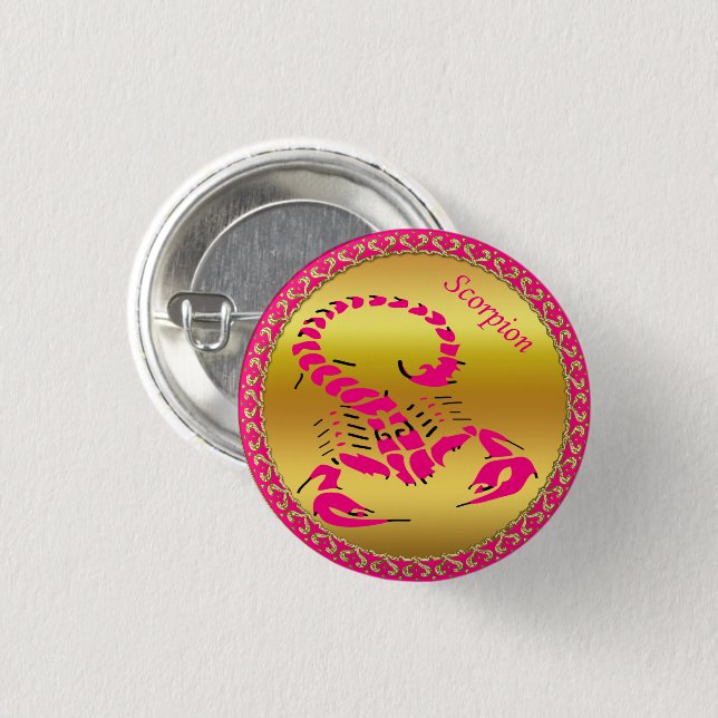 Rosa giftiger Skorpion sehr giftiges Insekt Button (Vorne & Hinten)