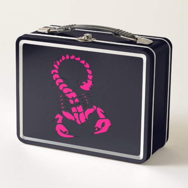 Rosa giftiger Skorpion sehr giftiges Insekt Metall Lunch Box (Vorderseite)