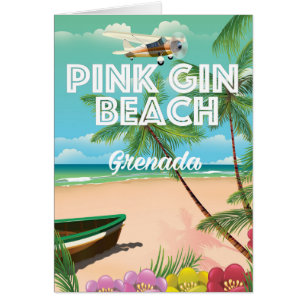 Rosa Gin Beach Grenada Reiseplakat