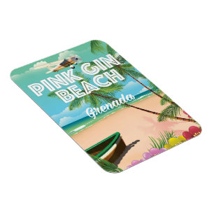 Rosa Gin Beach Grenada Reiseplakat Magnet