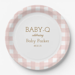 Rosa Gingham Baby-Q Teller rund 2