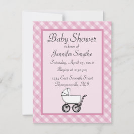 Rosa Gingham Baby Shower Einladungen
