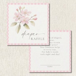 Rosa Gingham-Baby-Shower-Windel-Raffle Begleitkarte