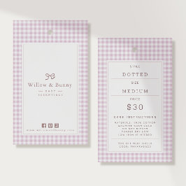 Rosa Gingham-Babymode Preisschild Anhängeretikett Visitenkarte