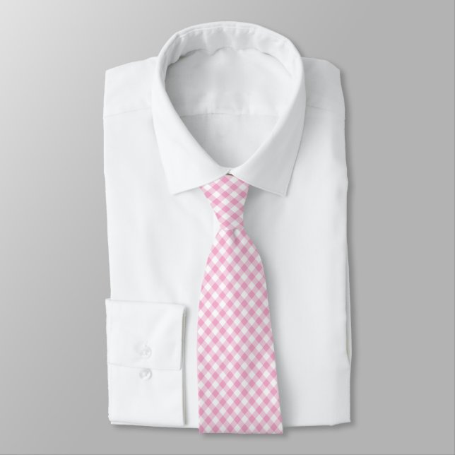 Rosa Gingham-Blasebalg Krawatte (Gebunden)
