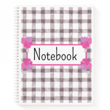Rosa Gingham-Blumen-Notizbuch