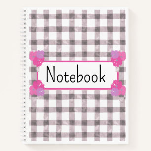 Rosa Gingham-Blumen-Notizbuch Notizbuch