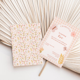 Rosa Gingham Butterfly mit Blume Geburtstag Einladung