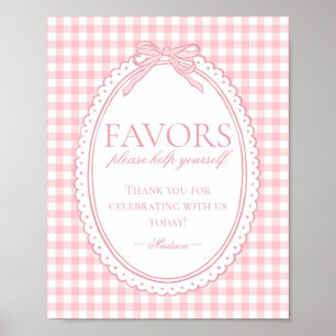 Rosa Gingham Coquette Schleifen Dekoration Schild