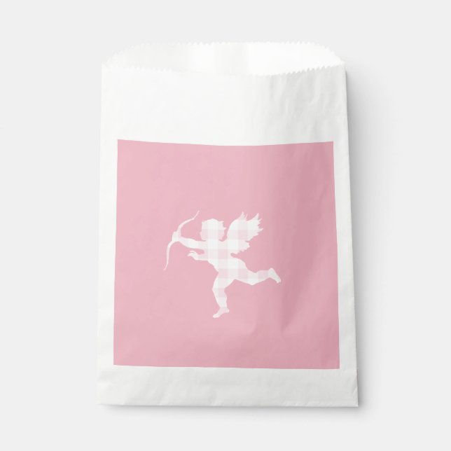 Rosa Gingham Cupid Geschenktütchen (Vorderseite)