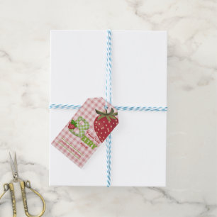 Rosa Gingham Danke Sehr Berry Viel Erdbeere Geschenkanhänger