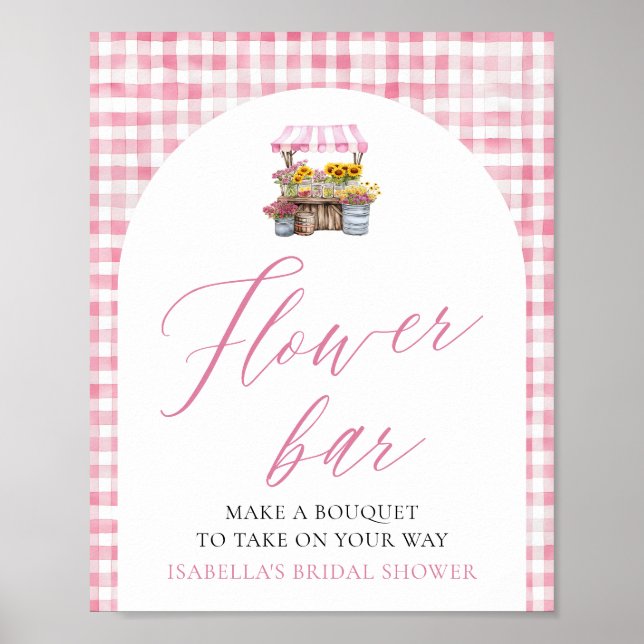 Rosa Gingham Fresh Off The Market Blume Bar Poster (Vorne)