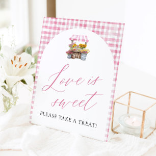 Rosa Gingham Fresh Off The Market Liebe ist süß Sockelschild
