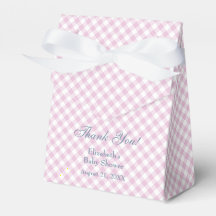 Rosa Gingham-Geschenkbox für Baby-Party