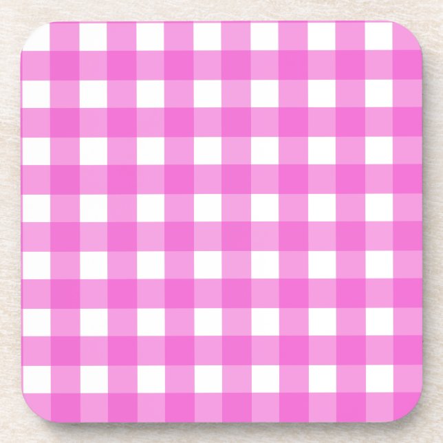 Rosa Gingham Getränkeuntersetzer (Vorderseite)