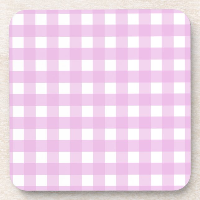 Rosa Gingham Getränkeuntersetzer (Vorderseite)