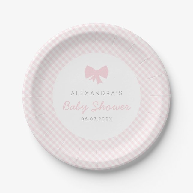 Rosa Gingham Girl Pappteller (Vorderseite)
