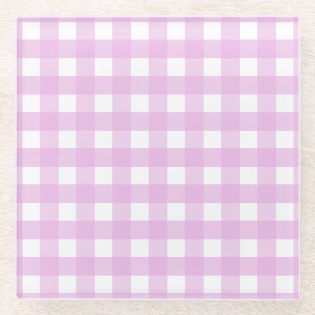 Rosa Gingham Glasuntersetzer (Vorderseite)