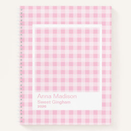 Rosa Gingham großer transparenter Rahmen Notizbuch